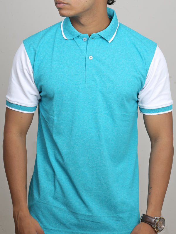 Melange Teal Green | Polo T-Shirt