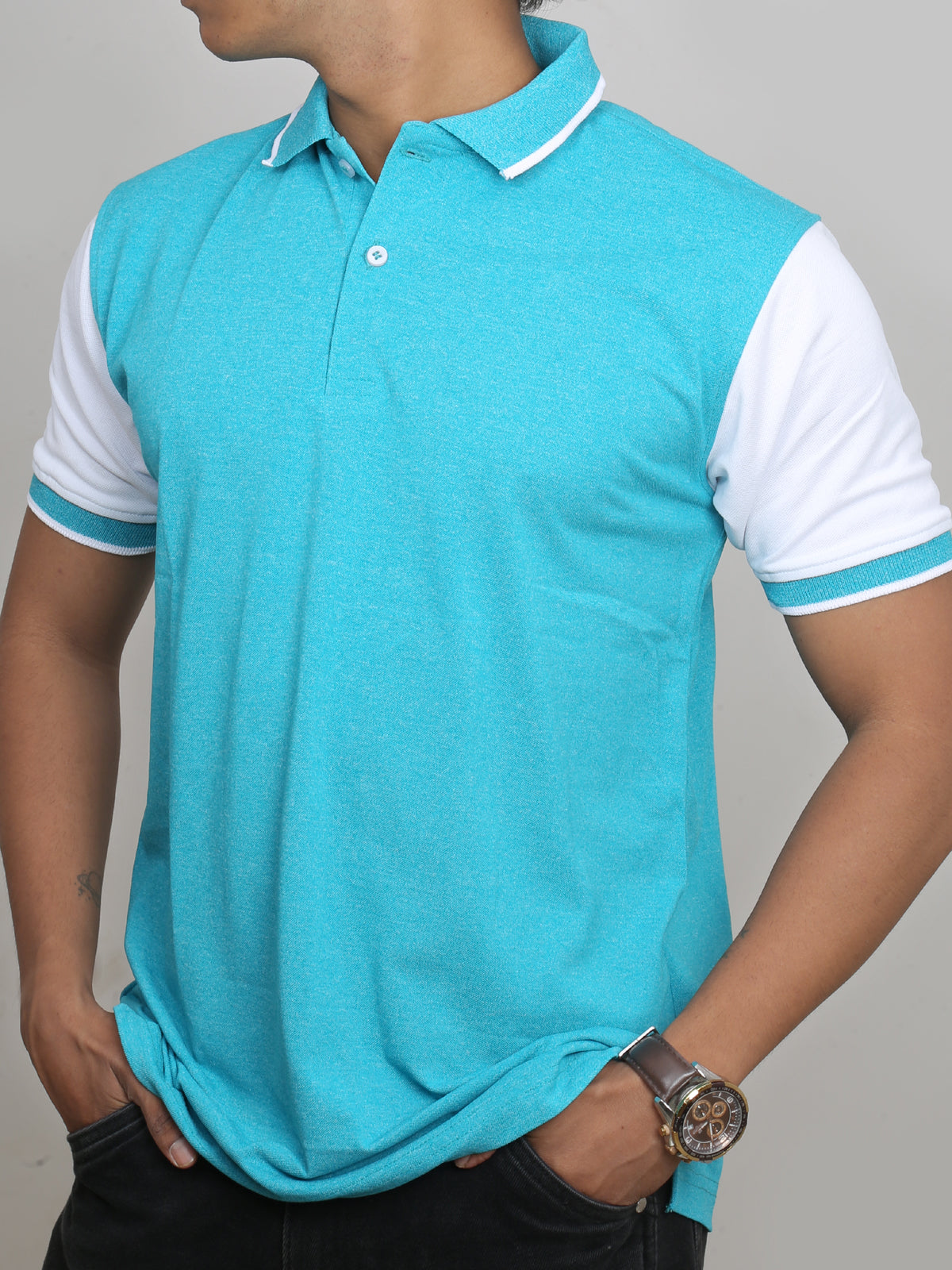 Melange Teal Green | Polo T-Shirt