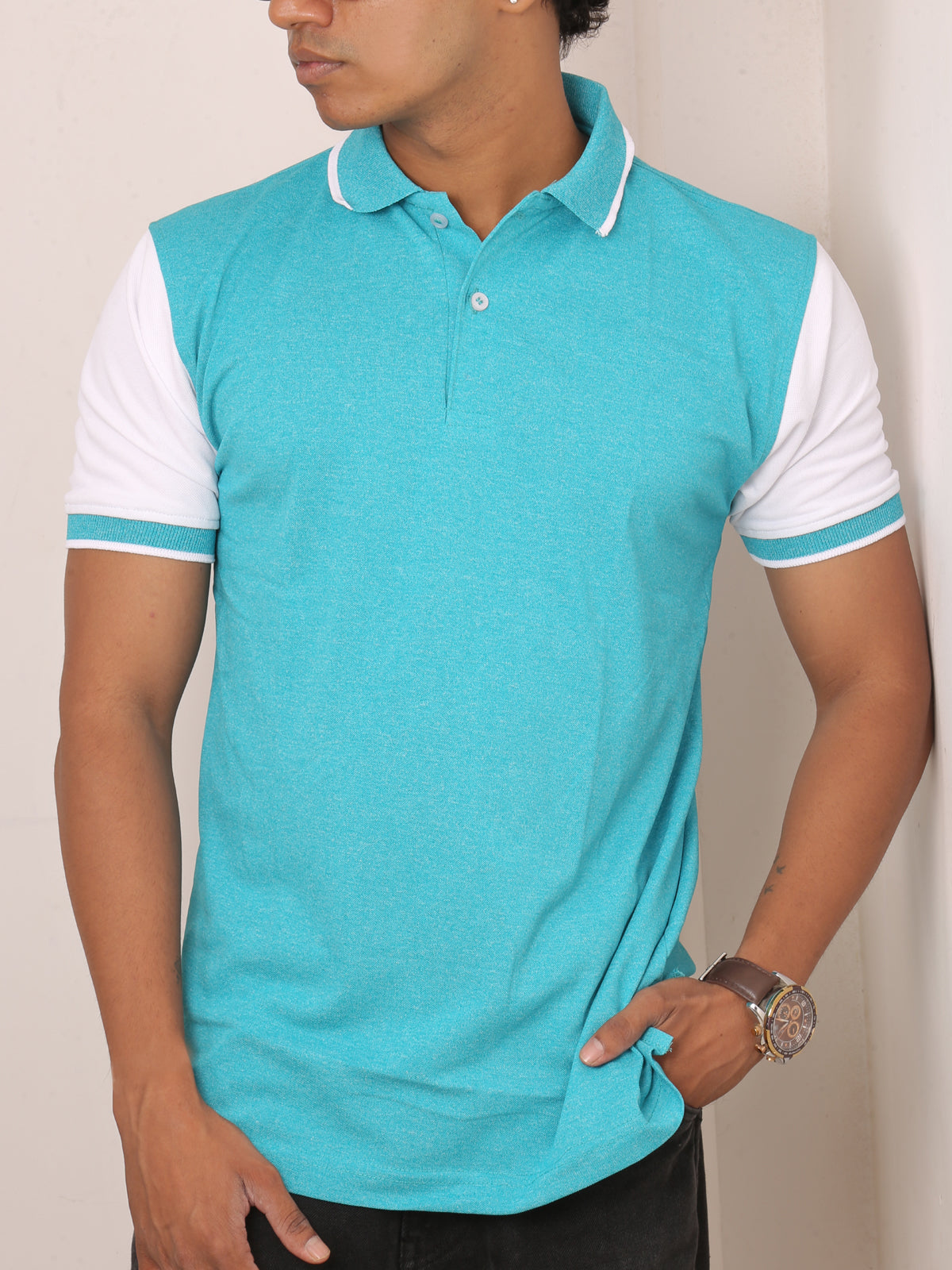 Melange Teal Green | Polo T-Shirt