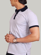 White Navy Blue Collar | Polo T-Shirt