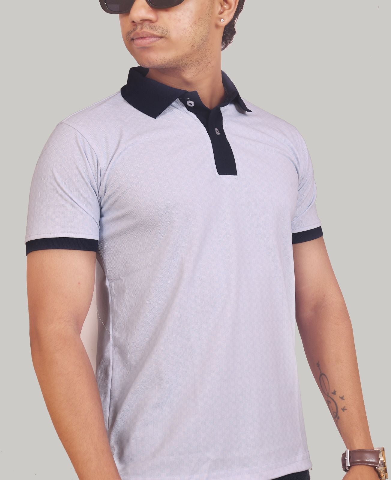 White Navy Blue Collar | Polo T-Shirt