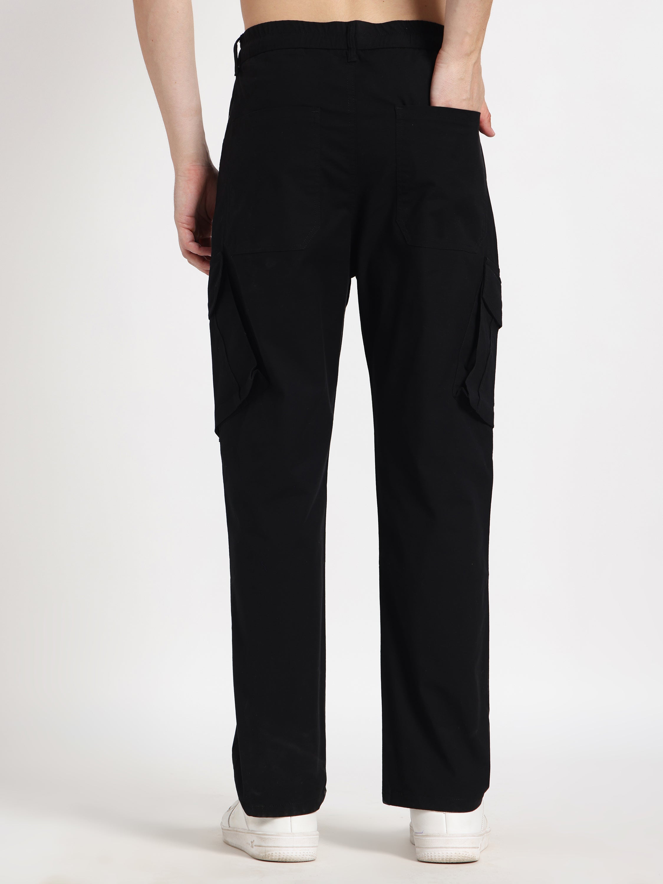 Black Solid Cargo Pant