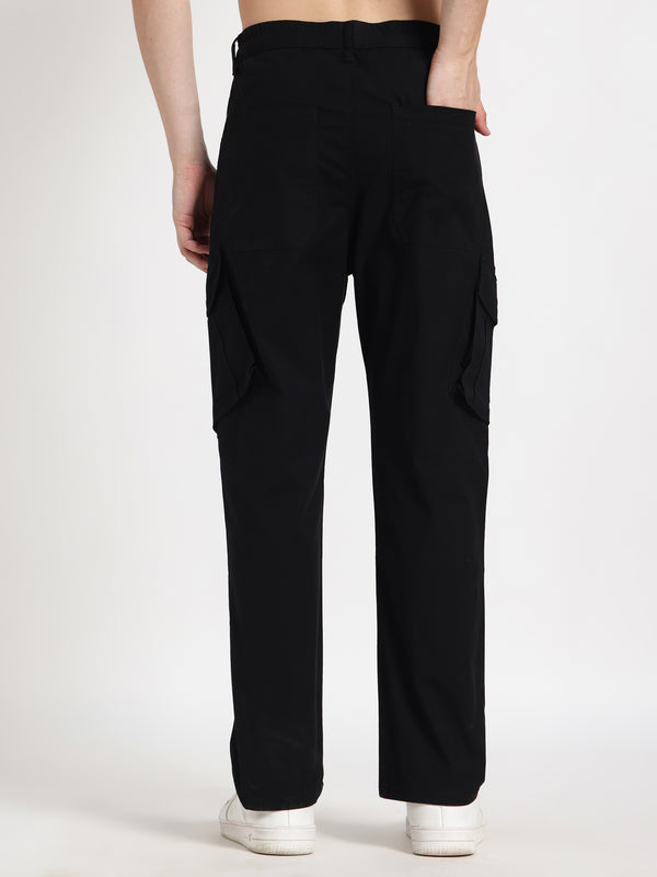 Black Solid Cargo Pant