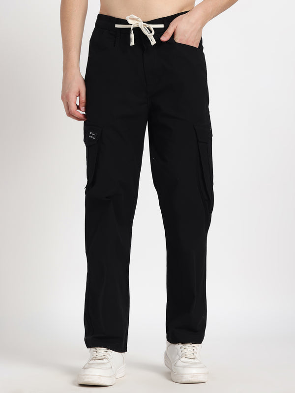 Black Solid Cargo Pant