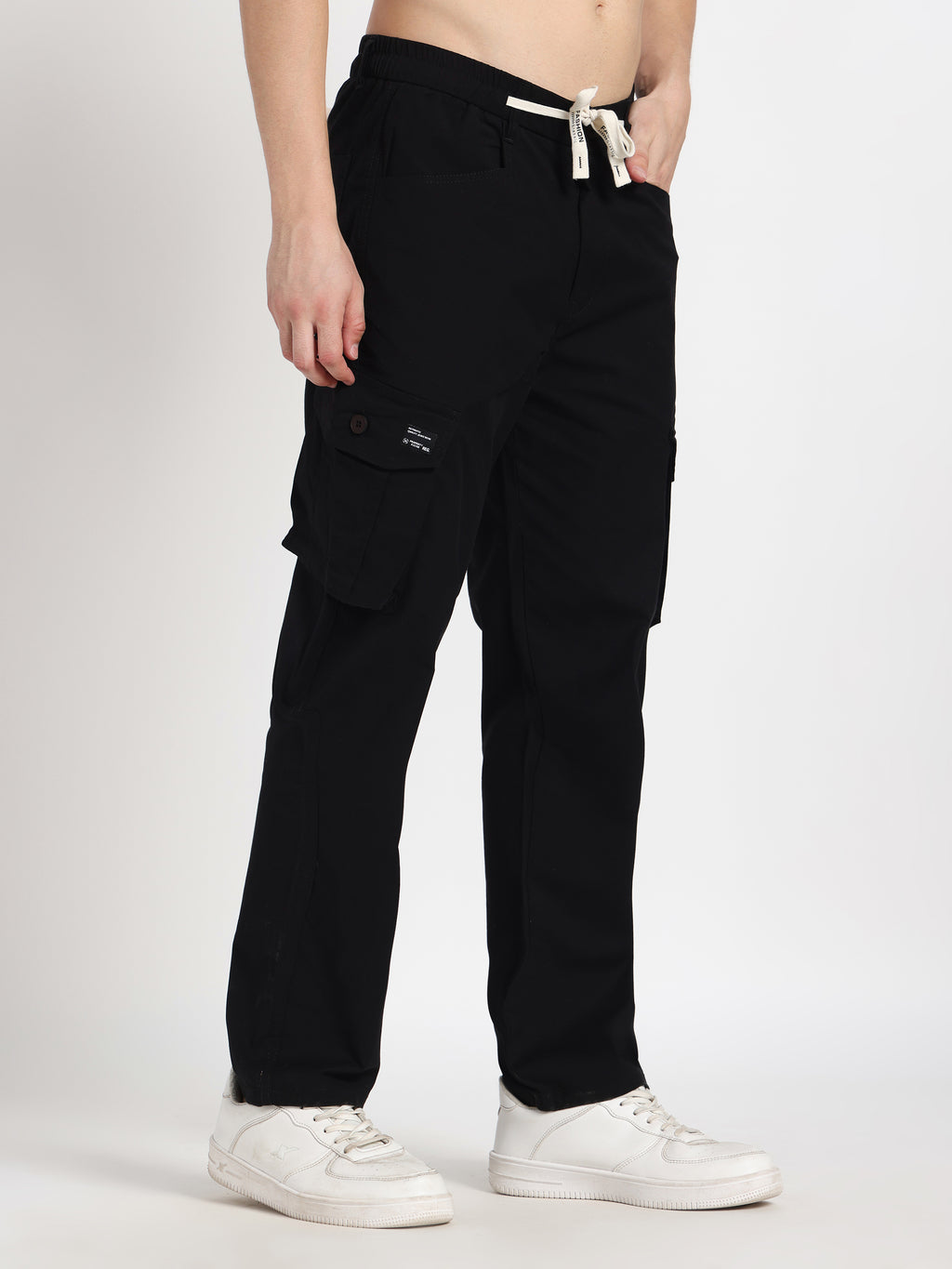 Black Solid Cargo Pant