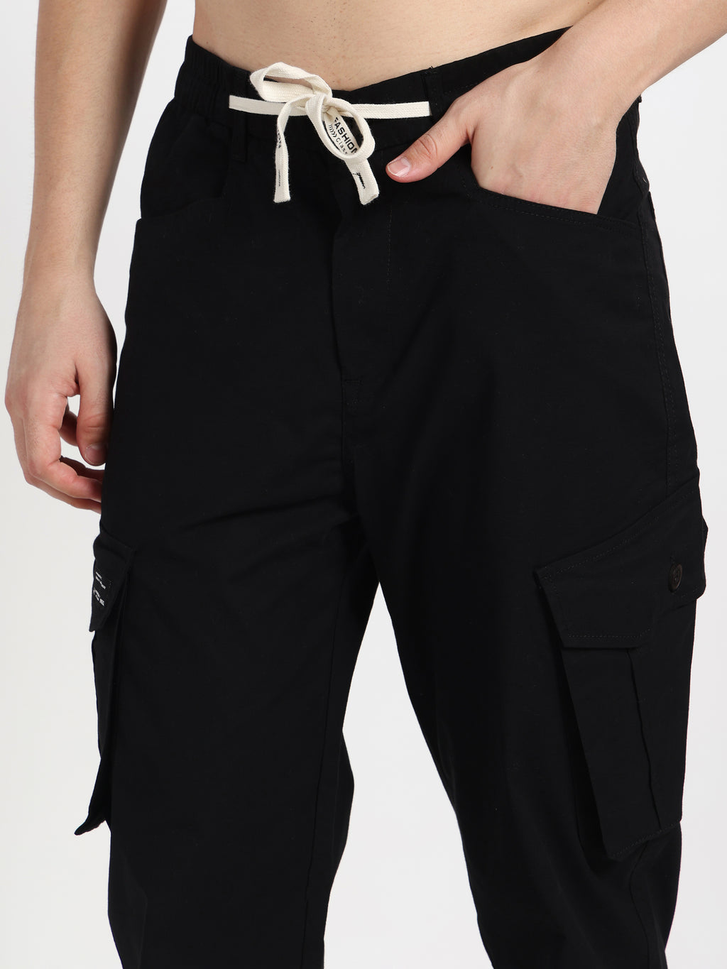 Black Solid Cargo Pant