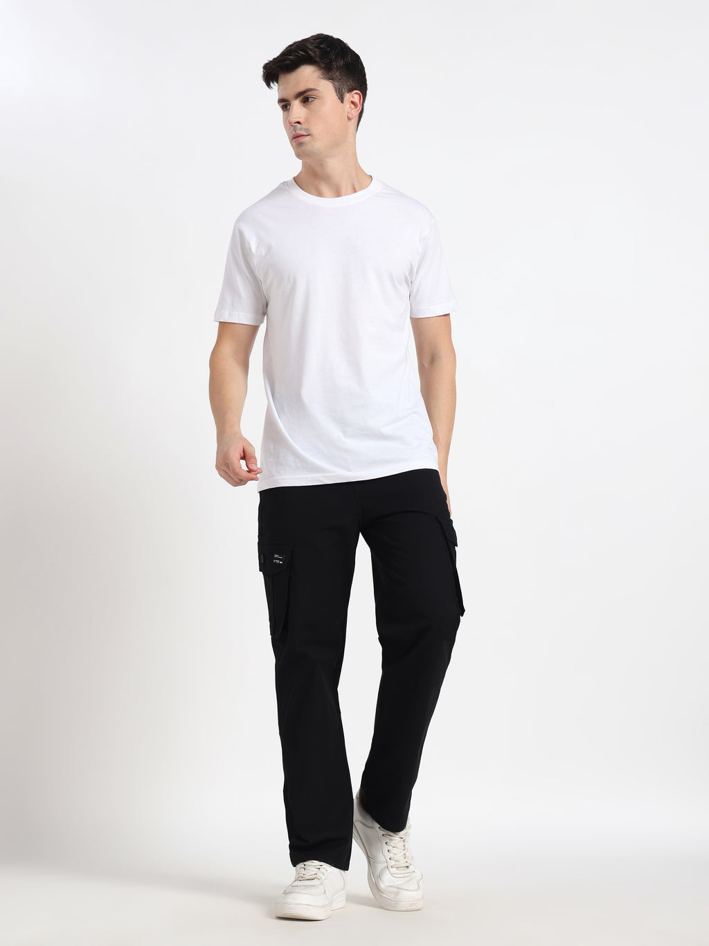Black Solid Cargo Pant