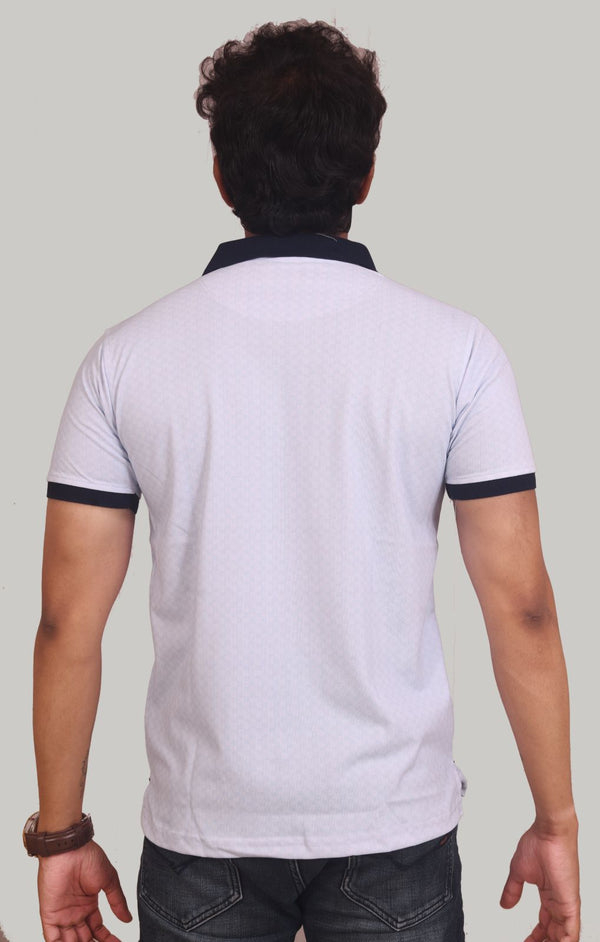 White Navy Blue Collar | Polo T-Shirt