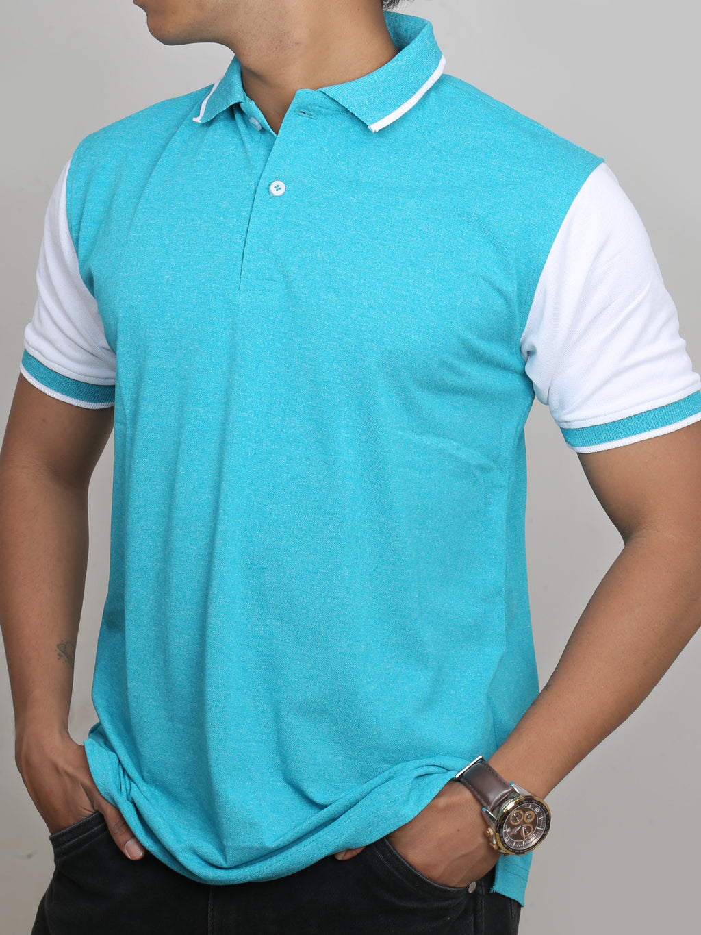 Melange Teal Green | Polo T-Shirt